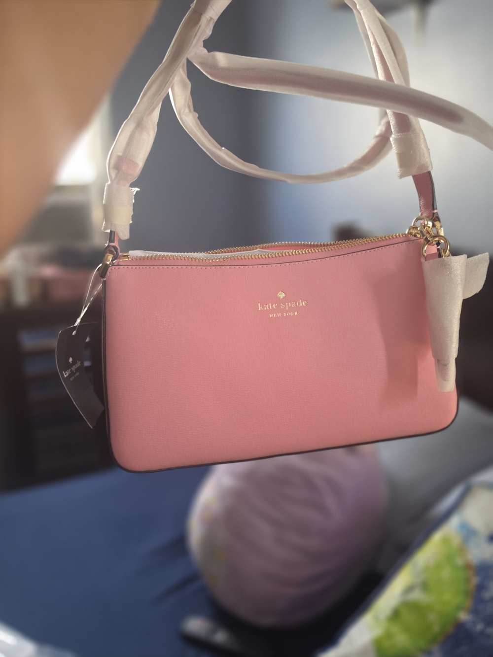 kate spade Pink Leather Crossbody with Gold-Tone Logo